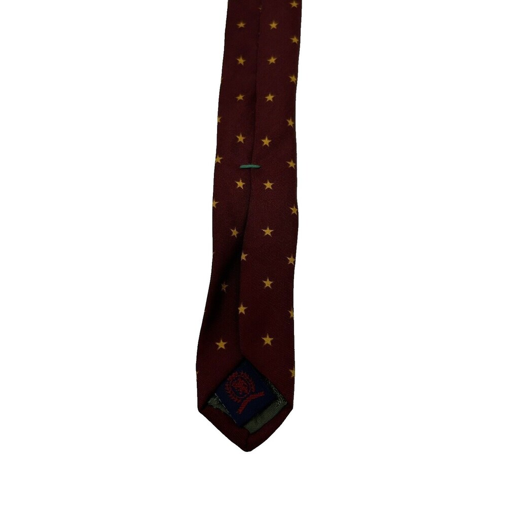 Tommy Hilfiger Black Maroon Gold Stars and Paisley 100% Silk‎ Tie 56"x 4" - Picture 6 of 7
